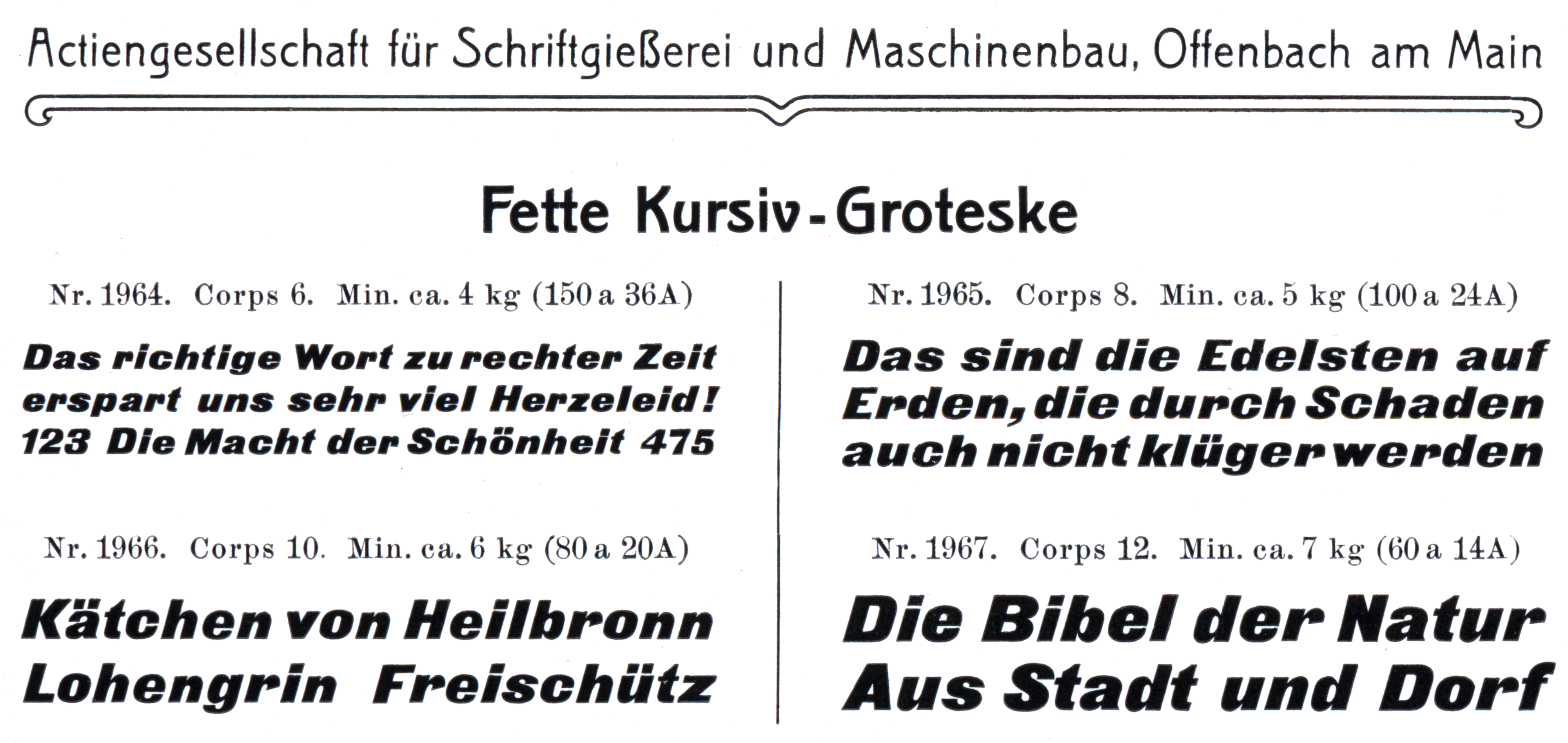 Fette Kursiv-Groteske, 1911, AG für Schriftgießerei