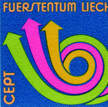 Liechtenstein postage stamp: Europa horn