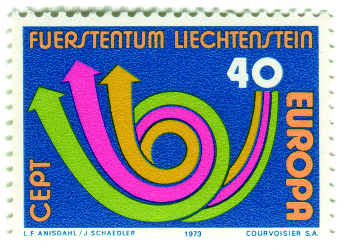 Liechtenstein postage stamp: Europa horn