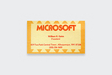 Microsoft logo and Bill Gates’ business card, 1975