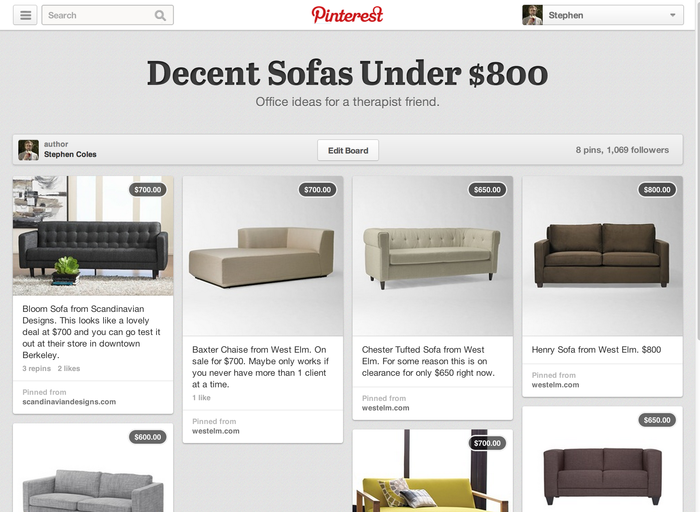 Pinterest.com (2013 redesign) 2
