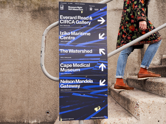 Museum Night V&amp;A Waterfront 2019 wayfinding.