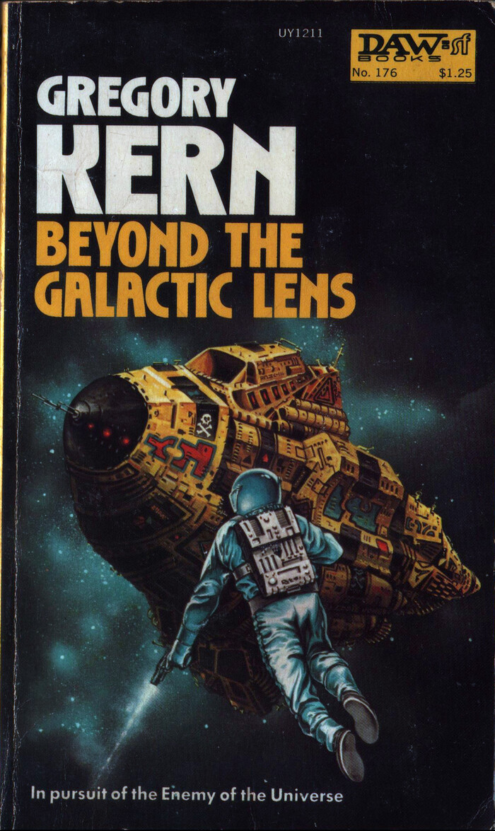Beyond the Galactic Lens (Cap Kennedy #16, 1975). Cover art by Eddie Jones. [More info on ISFDB]