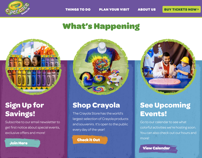 Contrasting weights of Omnes on the Crayola Experience website.