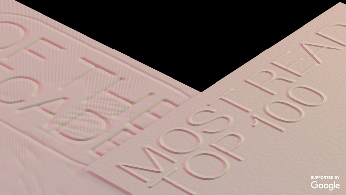 Fonts are embossed and debossed on the images used for Review of the Year identity