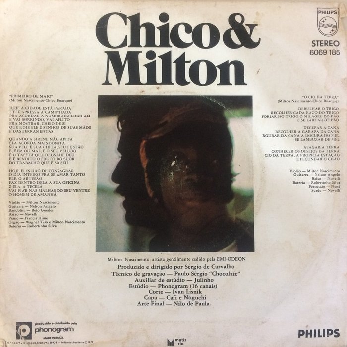 Milton & Chico – “Primeiro de Maio” / “O Cio da Terra” single cover 2