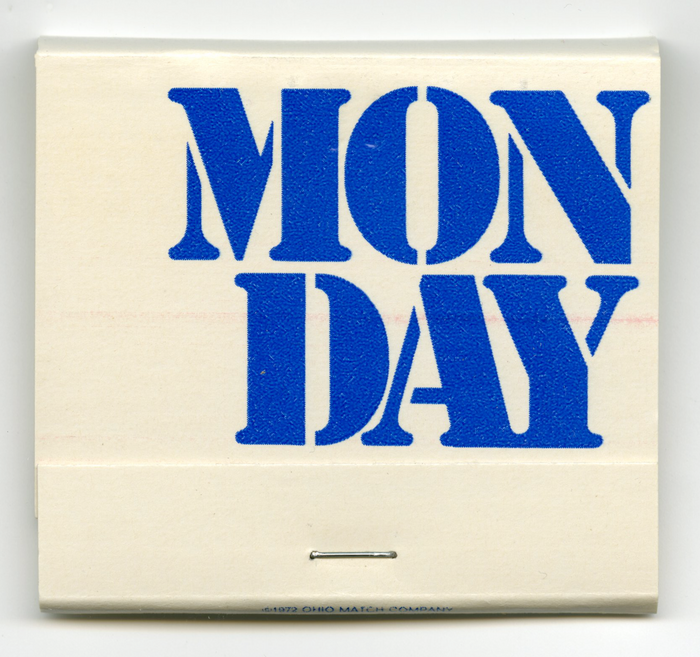 Monday is set in ATF Stencil.