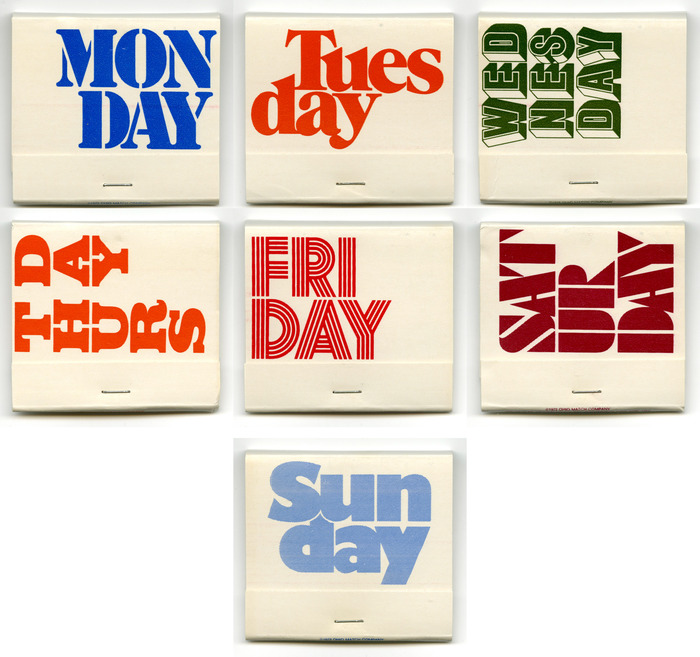 Weekday matchbooks 1