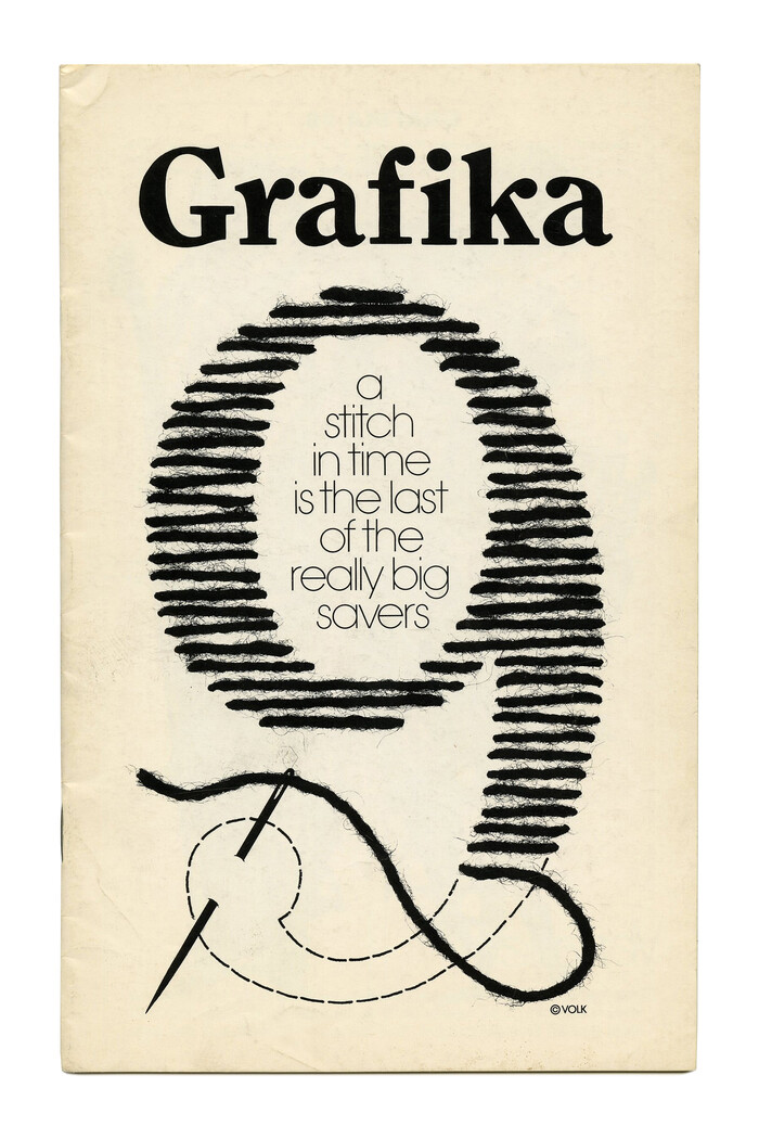 Grafika 9 (1971) uses a phototype version of . According to the One Line catalog (1971), Photo-Lettering, Inc. offered the design in 4&nbsp;weights and 2 widths, plus italics. In 1978, ITC released a version in 4&nbsp;weights, credited to Victor Caruso. ITC Clearface is narrower than the variant used here. The text in light lowercase letters inside the counter is set in .