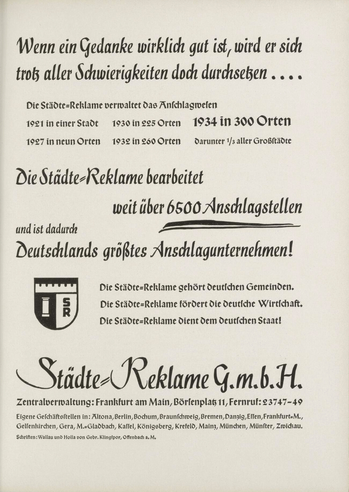 Städte-Reklame ad (1934)