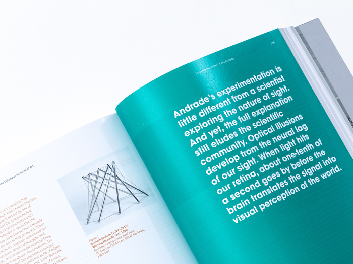 Spread about Edna Andrade, using ITC Avant Garde Gothic.