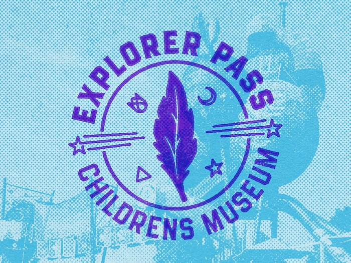 The icon for the Children’s Museum of Denver draws inspiration from the newest installation — a humongous exploration structure called the Adventure Forest. The central feather is the actual logo for the Adventure Forest, and the accompanying symbols are found throughout the structure.