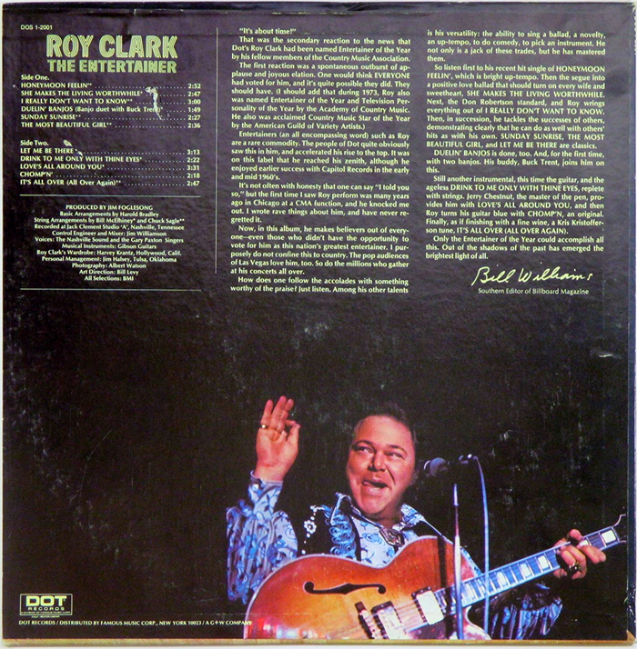Back cover. Track list, credits, and liner notes are set in .