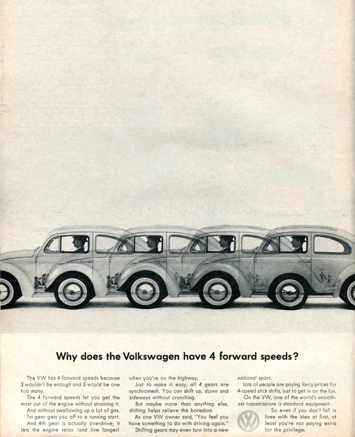 “Why does the Volkswagen have 4 forward speeds?” Car and Driver, Mar 1963