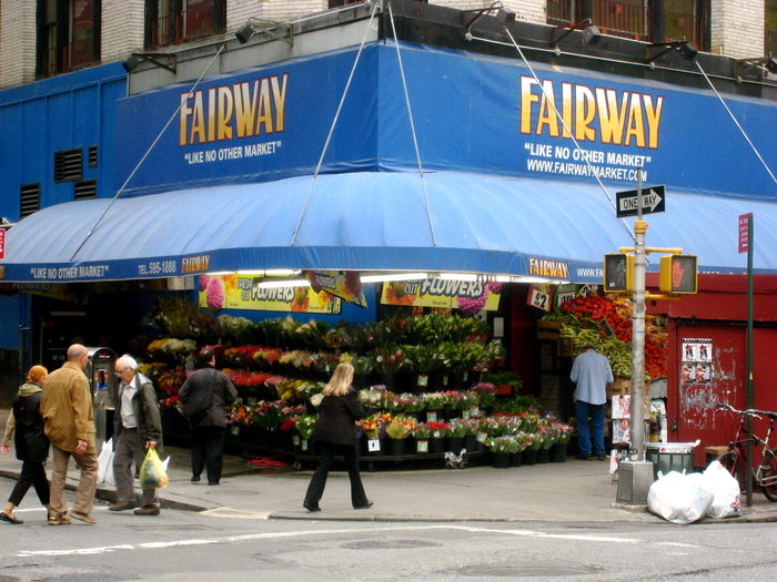 The original Fairway store at Broadway and West 74th Street (see Google Street View) in 2008. Zoom in to spot two more typefaces from the same genre as Dom & Co.:  and  are used for &ldquo;Fresh cut flowers&rdquo;.