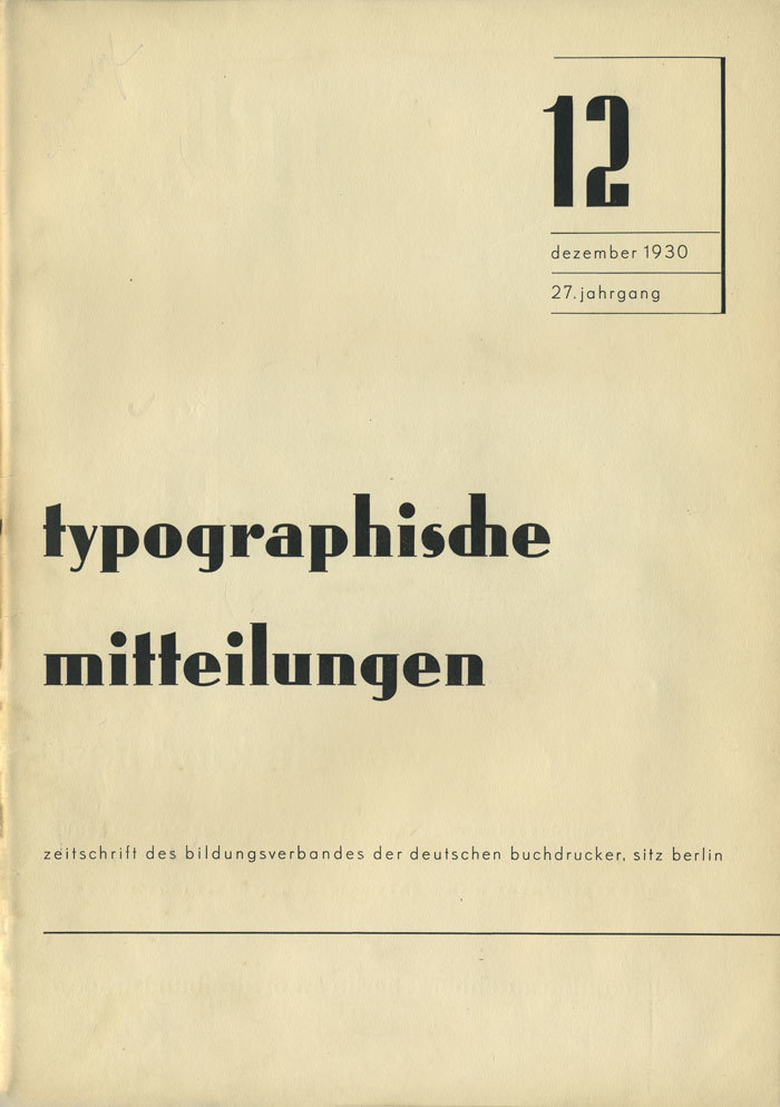 Typographische Mitteilungen, Vol.&nbsp;27, No.&nbsp;12, December 1930