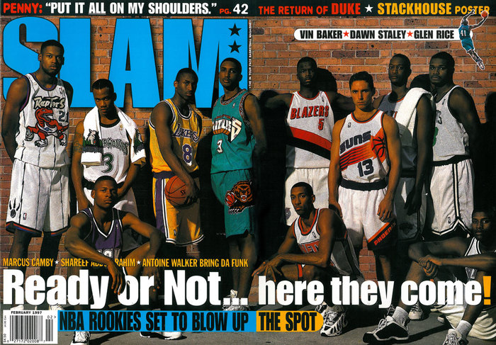 February 1997 ft. , , and . Bryant’s #8 jersey would be a mainstay until 2006 when he switched to #24.