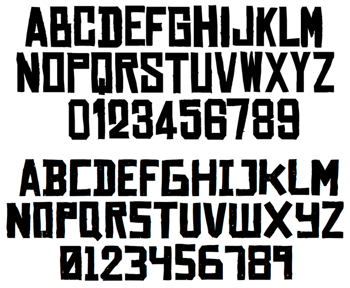 Chinese Rocks Bold (top), compared to Rockstar’s custom version Redemption (bottom).