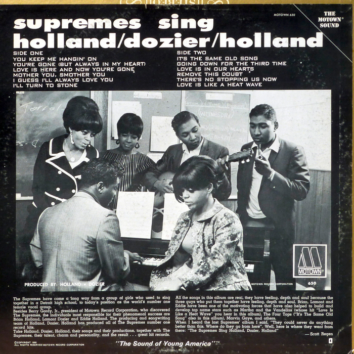 The Supremes ‎Sing Holland · Dozier · Holland album art 2