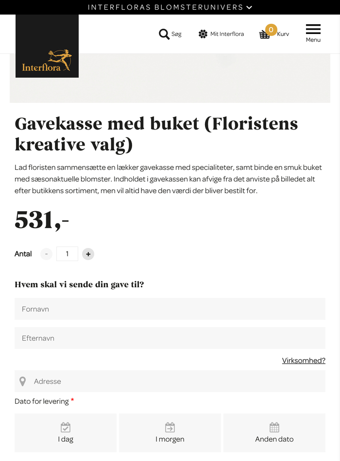 Order page with Begum for headings and price, and Omnes for description text, form elements and UI buttons.