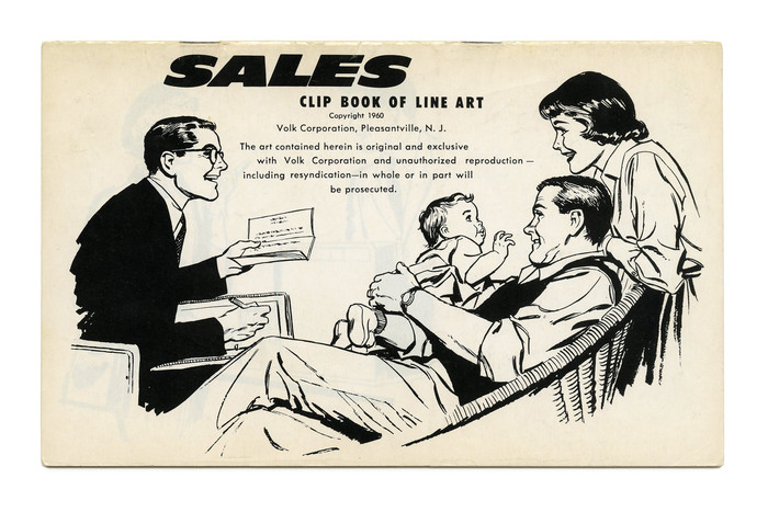 “Sales” (No. 286) ft. Filmotype Ebony, the oblique companion of Flare. See also the clip book cover on the same topic from the following year. Small type in  and .