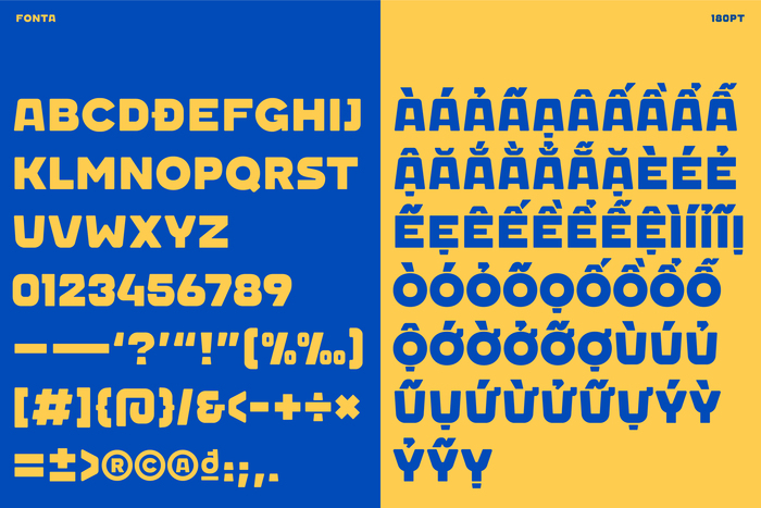 Glyph set of Fonta, the custom font made for Guta. Image by Duy — N.