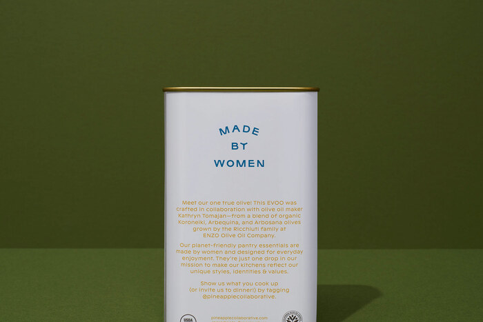 The female founders of Pineapple Collaborative take pride in their highly engaged female following, and they’re proud to be working directly with women producers &amp; growers, so we called this out on the back.