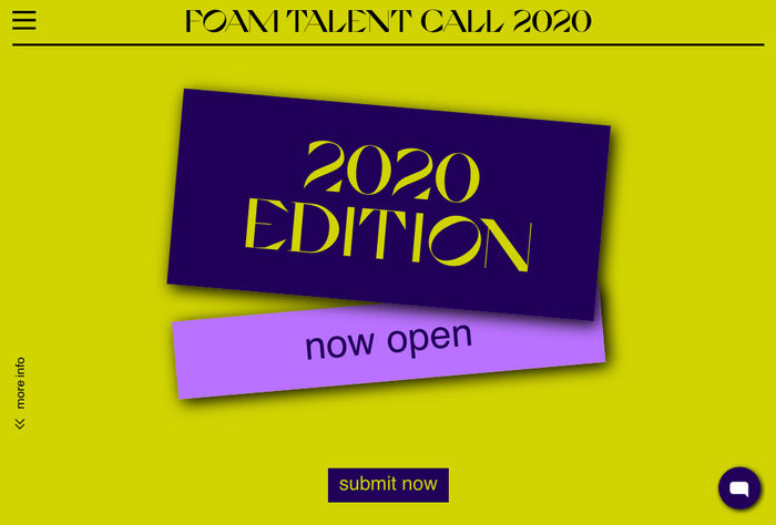 Landing page of the Foam Talent Call website