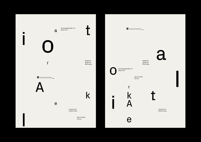 “Aleatorik. Zufall als Werkzeug” lecture poster 2