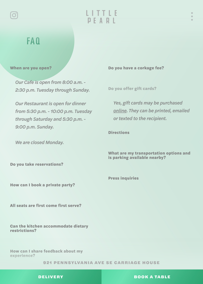 Little Pearl Restaurant website 6