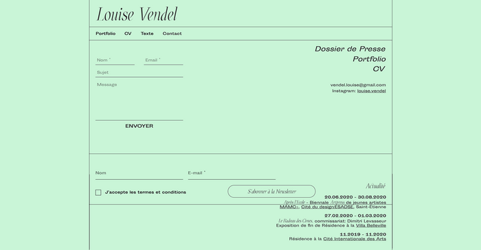 Louise Vendel portfolio website 4
