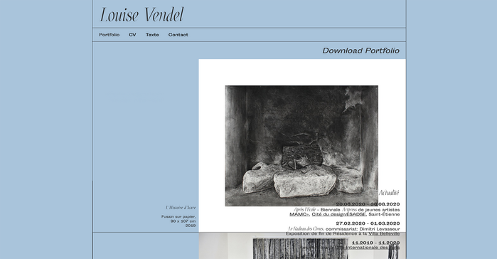 Louise Vendel portfolio website 1