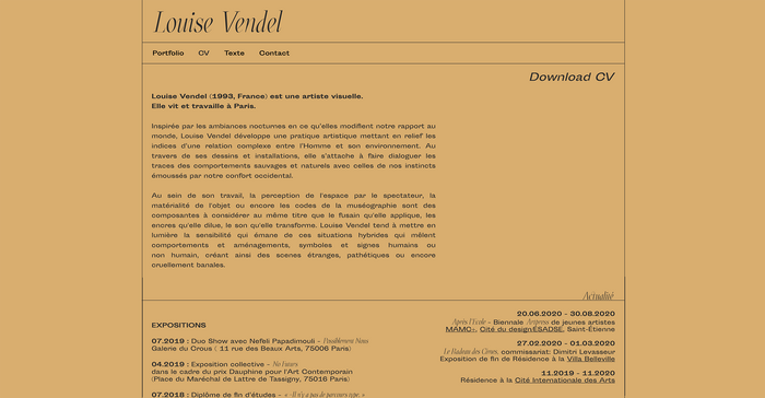 Louise Vendel portfolio website 2