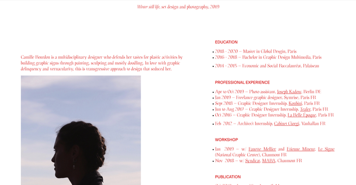 Camille Bourdon portfolio website 2