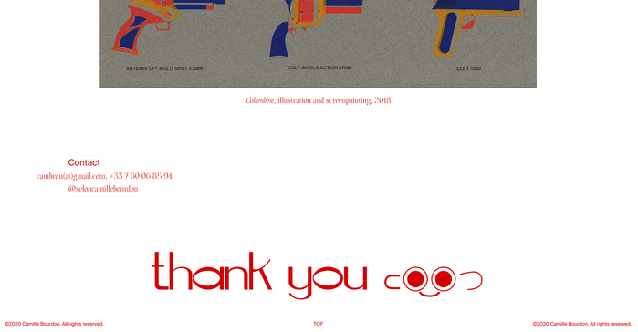 The “thank you” note at the end of the page is rendered in Bourdon’s own Gaston typeface.