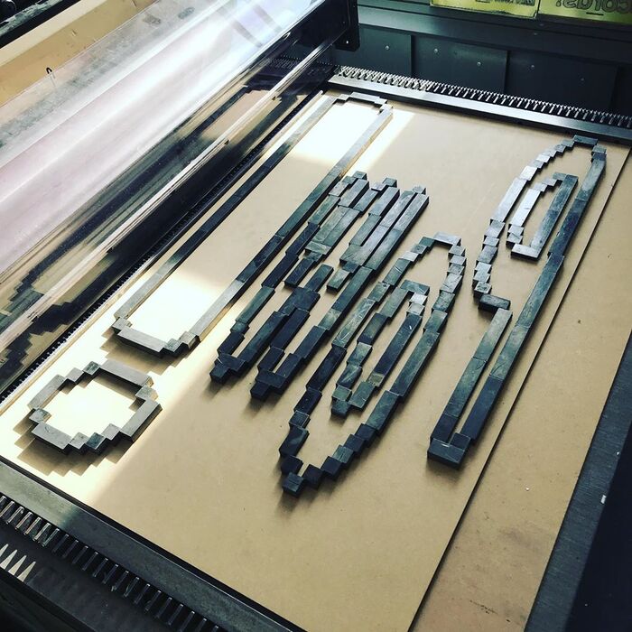 Lasercut lockup of furniture.