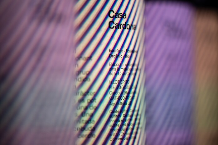 Label close-up.  is used for the small copy.