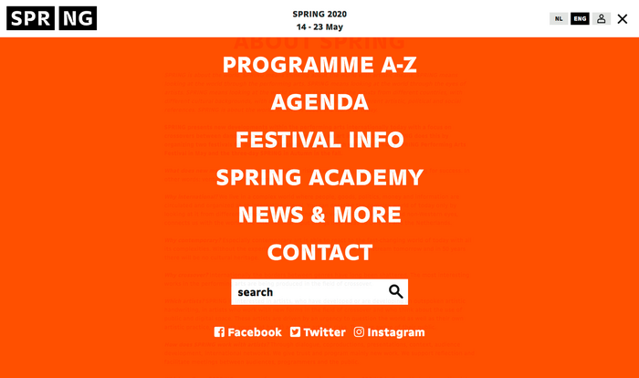 Website menu.