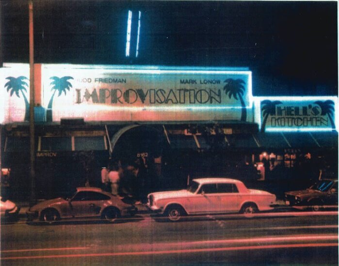 The second Improv venue on 8162 Melrose Avenue, Hollywood, sometime after 1979 (when Mark Lonow became a general partner). Note that the letterforms in this early version are close to Piccadilly, but not a perfect match, see e.g. P and R.
