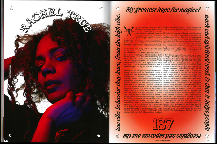 More Gooper for the feature about Rachel True, including the italics in a left, right, up, down treatment.