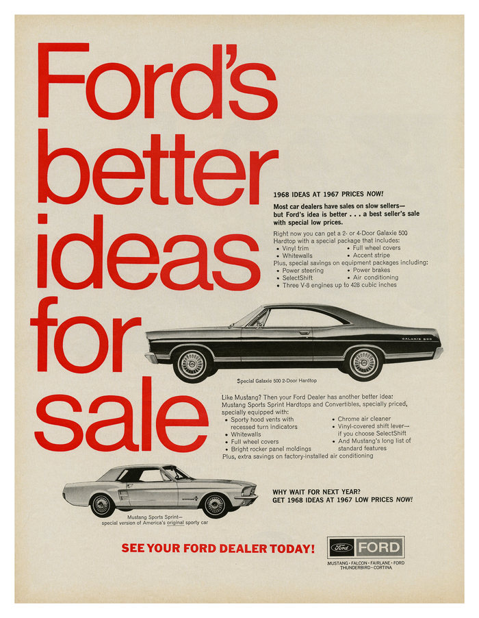 “Ford’s better ideas for sale” ad (1967)