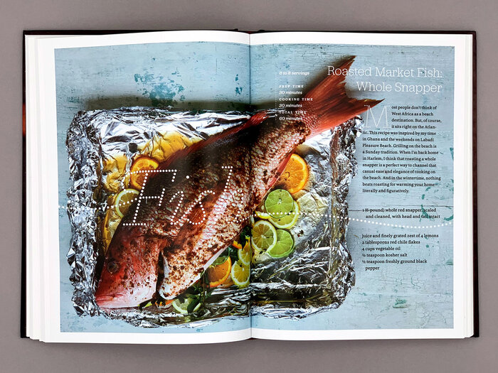 “Fish” in Tanja Italic with swash cap F, discretionary is ligature, and hyper-extended dotted lines.