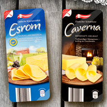 Arla Danish sliced cheese variations for Aldi Nord