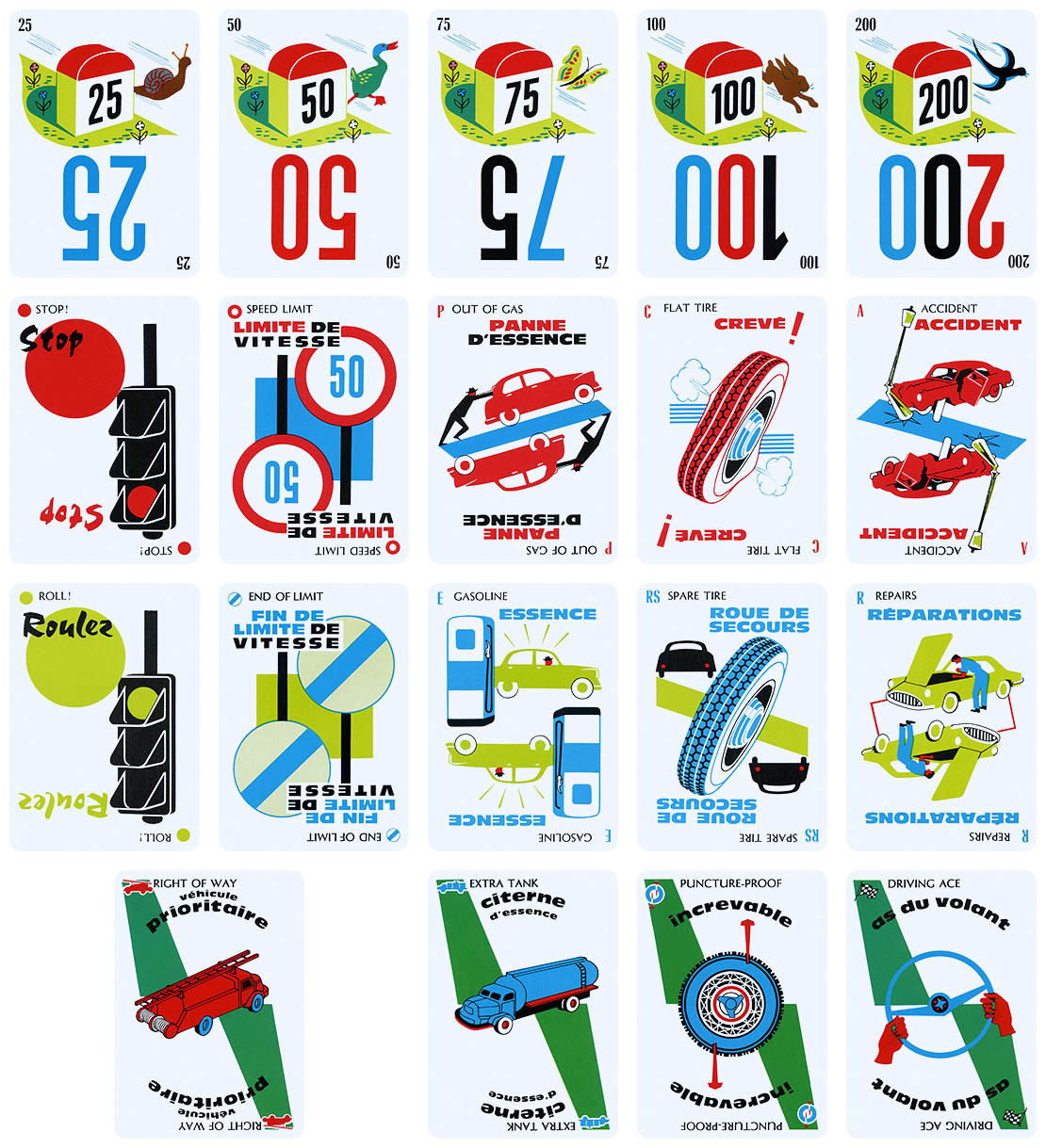 Mille Bornes Card Game (1960 Parker Brothers Bilingual Edition) - Fonts ...