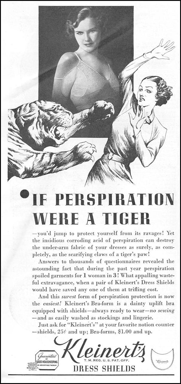 Kleinert’s Dress Shields Ad: “If Perspiration Were A Tiger”