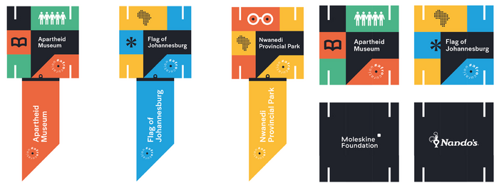 Modular elements with topics and sponsors.