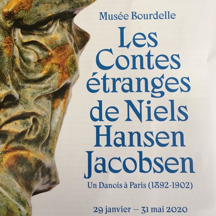 Exhibition booklet cover (detail), featuring both lining and ranging (non-ligning) numerals. Also note the mix of a hyphen for the years that Jacobsen spent in Paris and an en dash for the exhibition’s duration.