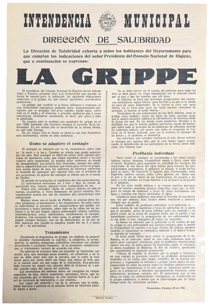 Intendencia Municipal, “La Grippe” poster