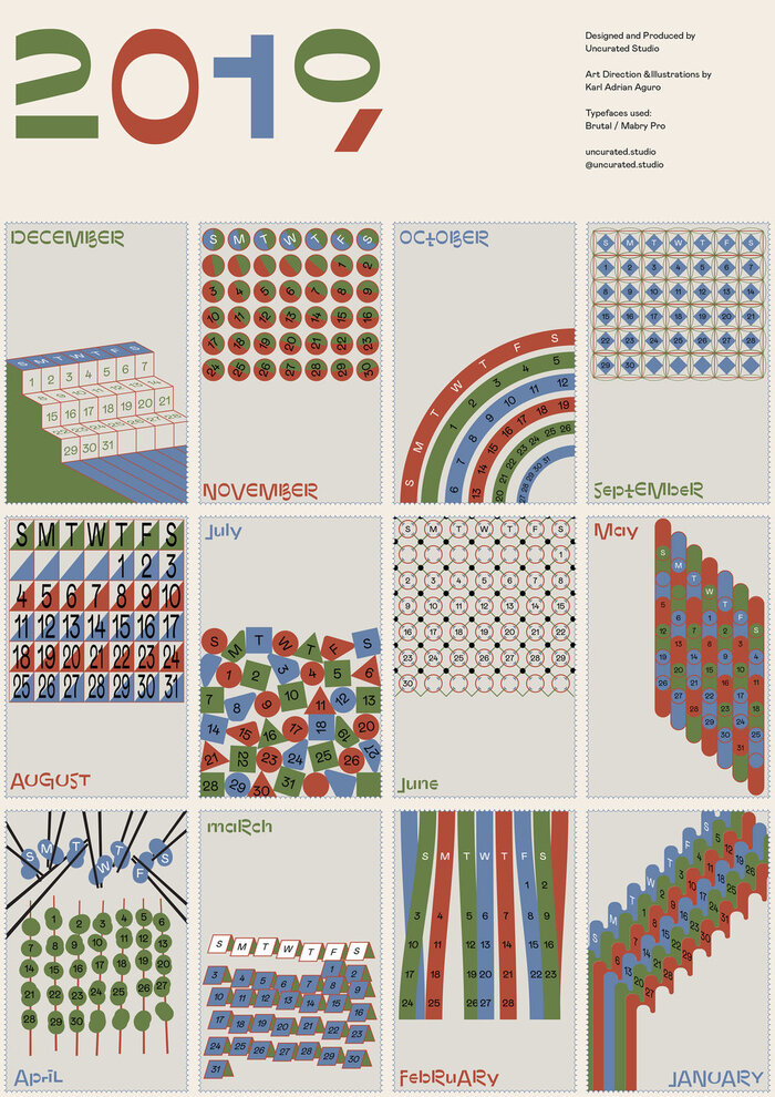 2019 calendar by Uncurated Studio 3