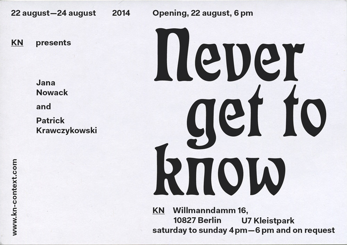 Never get to know flyer (back) ft. Otto Eckmann’s  (1900).